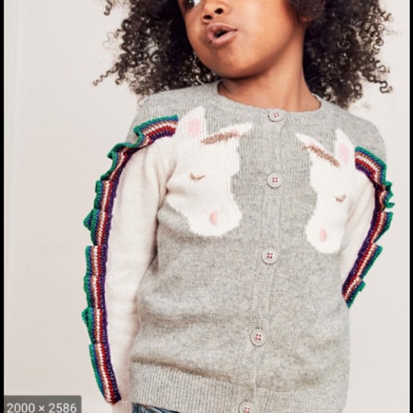 Mini Boden Girls Fun Unicorn Cardigan 